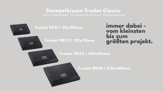 Stempelkissen Trodat 9051, 9052, 9053, 9054, Stempelkissen schwarz, Stempelkissen farbig, Stempelkissen Textil, Stempelfarbe SK001