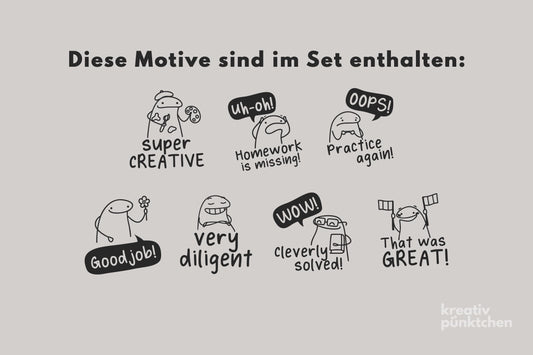 Lehrerstempel Set A englisch, Motivationsstempel, Schule Stempel Set, Belohnungsstempel, Grundschule Stempel, Gut gemacht Bewertung HS035