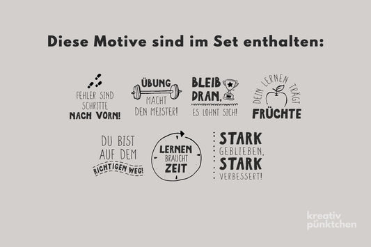 Lehrerstempel Growth Mindset Set B, Motivationsstempel, Schule, Belohnungsstempel, Grundschule , Gut gemacht Bewertung positiv Note HS125