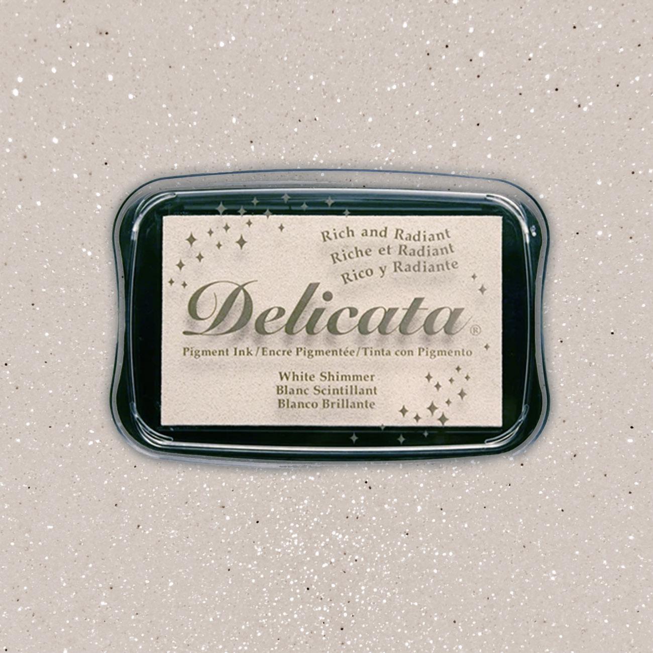 Stempelkissen Delicata White Shimmer Weiß Glänzend Glitzer Metallic