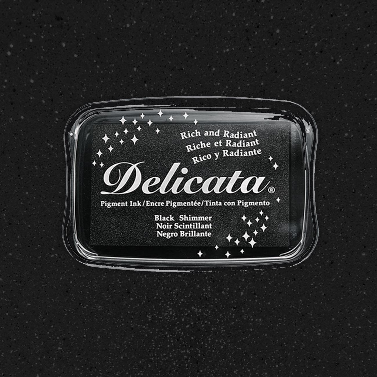 Stempelkissen DelicataBlack Shimmer Schwarz Glänzend Glitzer Metallic