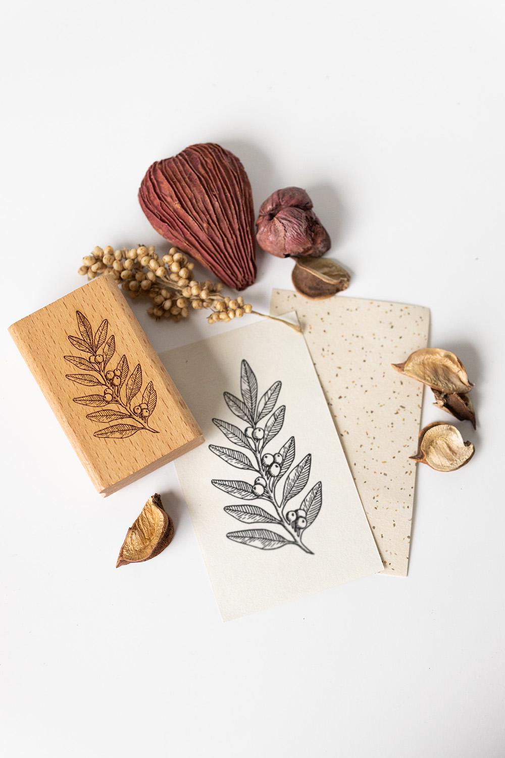 Stempel Beerenzweig Stempel Weihnachten weihnachtlich Zweig Basteln DIY Stempel Wintermotive Holzstempel Kreativ Karte Geschenk HS138