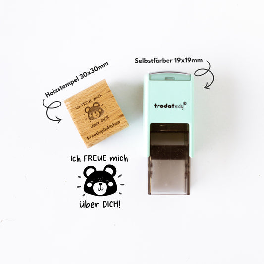 Lehrerstempel Ich freue mich über dich, Bär, Schule, Belohnungsstempel, Grundschule Stempel, Gut gemacht Stempel Bewertung Schule Note HS050