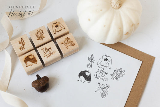 Stempelset Herbst | Motivstempel Herbst | DIY Zubehör | Bastelzubehör Herbst | Herbst Basteln | Stempel Natur | Stempel Igel HS022