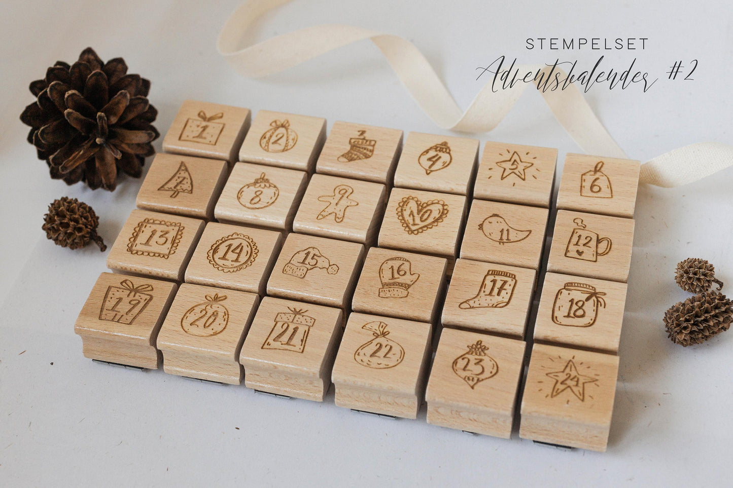 Stempelset Adventskalender, DIY Adventskalender, Adventskalender personalisiert, Basteln, Stempel Weihnachten, Weihnachtsgeschenk HS019