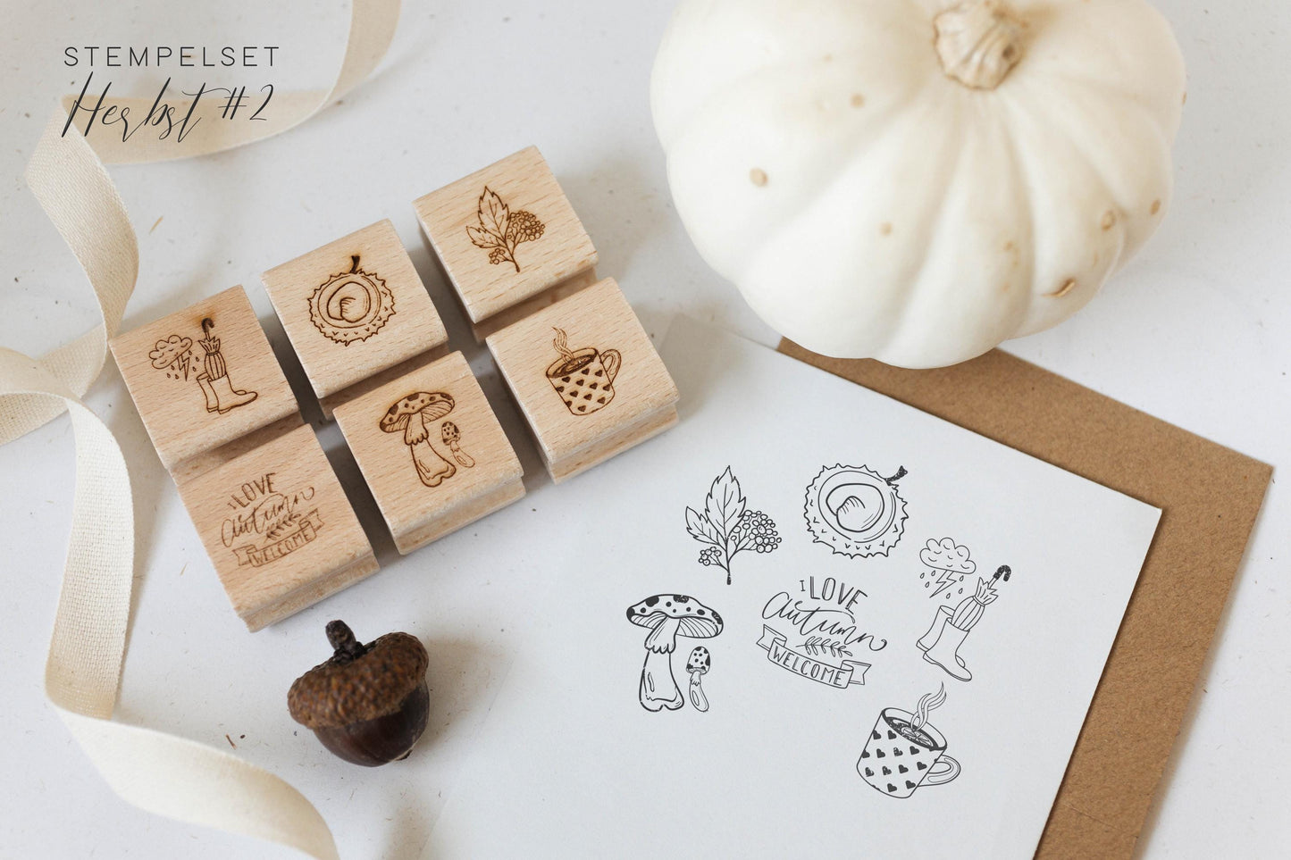Stempelset Herbst | Motivstempel Herbst | DIY Zubehör | Bastelzubehör Herbst | Herbst Basteln | Stempel Natur | Stempel Igel HS022