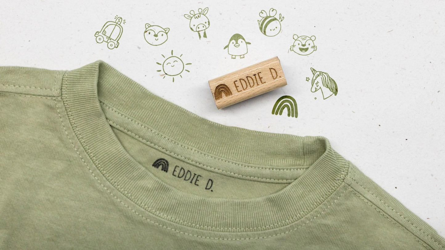 Namensstempel Kleidung, Textilstempel Kinder, Kindergarten Namensstempel, personalisierter Stempel Kinder, T-Shirt Stempel HS002