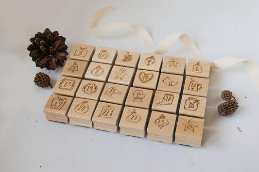 Stempelset Adventskalender, DIY Adventskalender, Adventskalender personalisiert, Basteln, Stempel Weihnachten, Weihnachtsgeschenk HS019