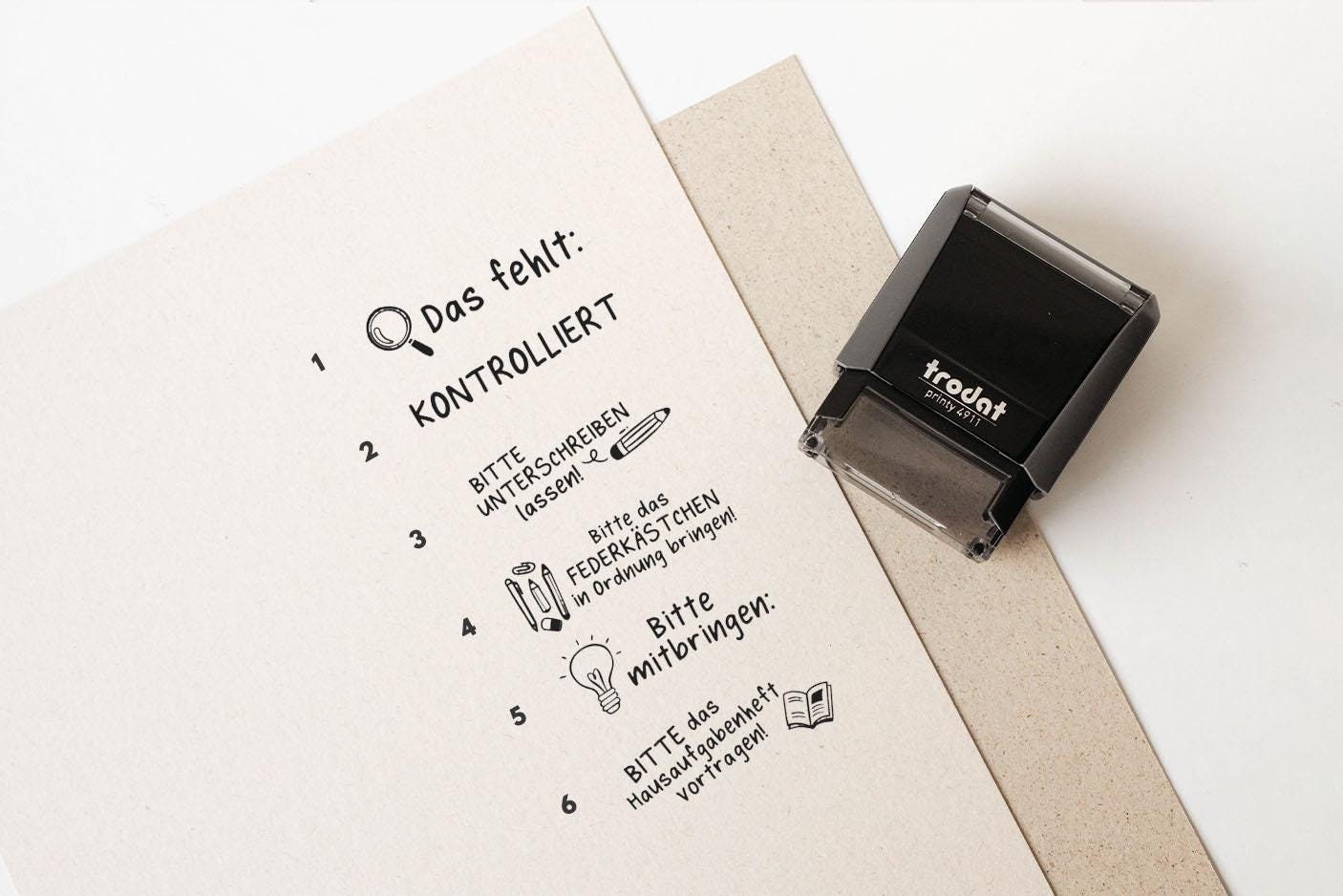 Lehrerstempel Set C Printy, Stempel Hausaufgabe, Schule Stempel, Hausaufgabenheft Stempel, Grundschule Stempel, Gut gemacht Kontrolle PR004