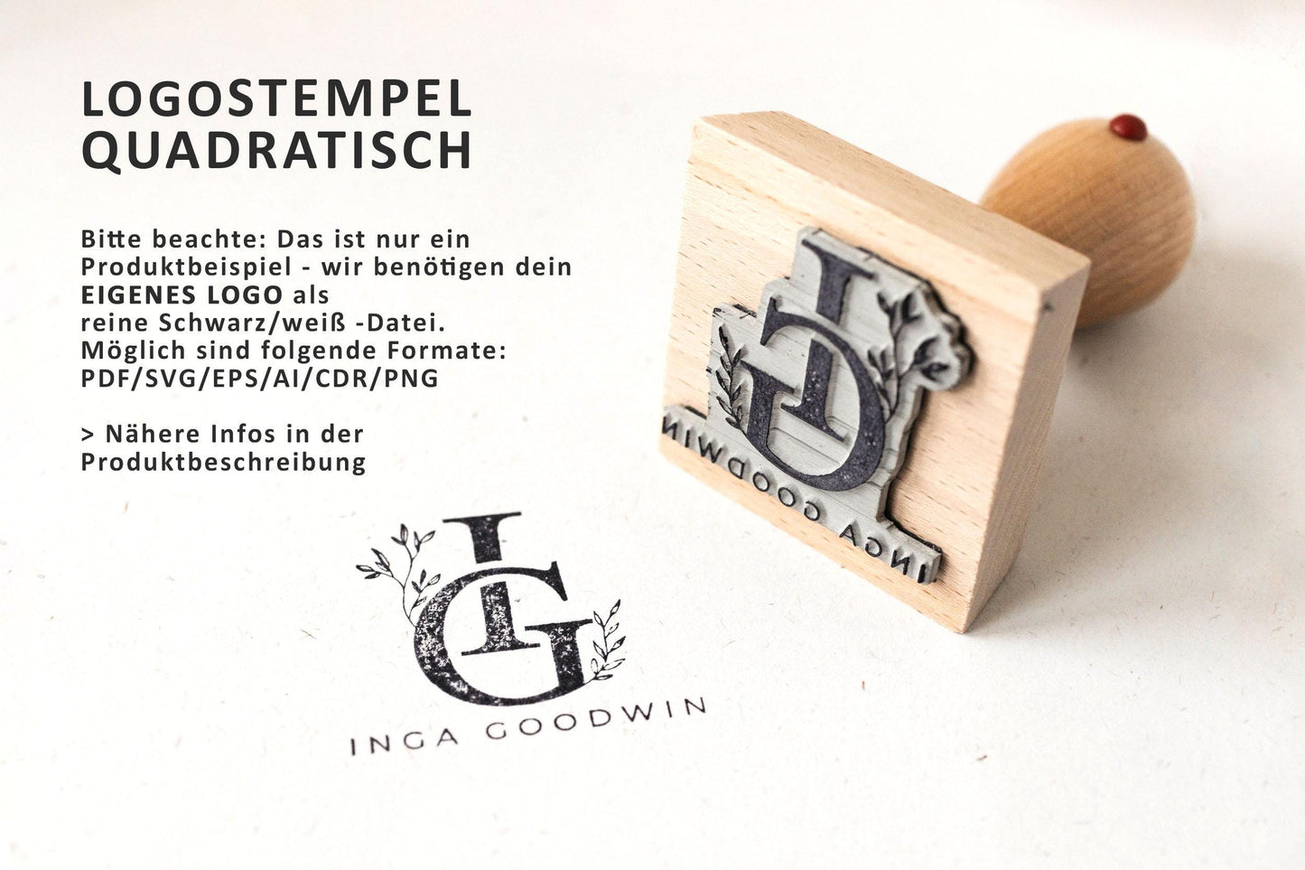 Logostempel, personalisierter Logostempel, Stempel mit eigenem Logo, Firmenstempel, Stempel mit deinem Logo, Stempel eigenes Design HS004