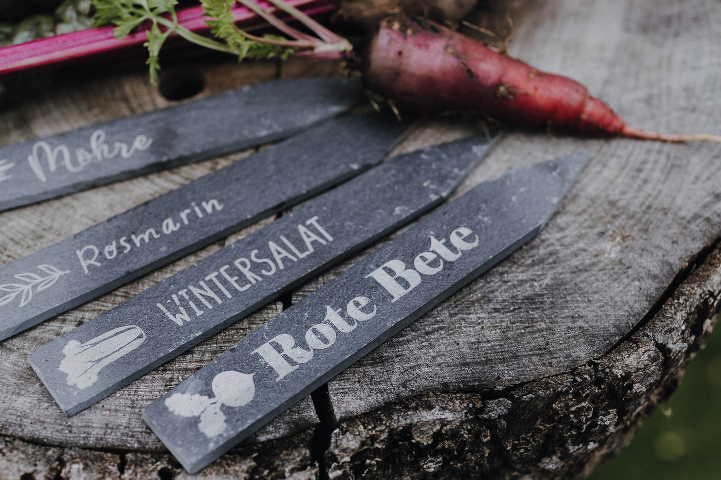 personalisierbares Pflanzschild, Gartenstecker, Pflanzenstecker, Schiefer Pflanzenschild, Pflanzen beschriften, Garten Geschenke GU004