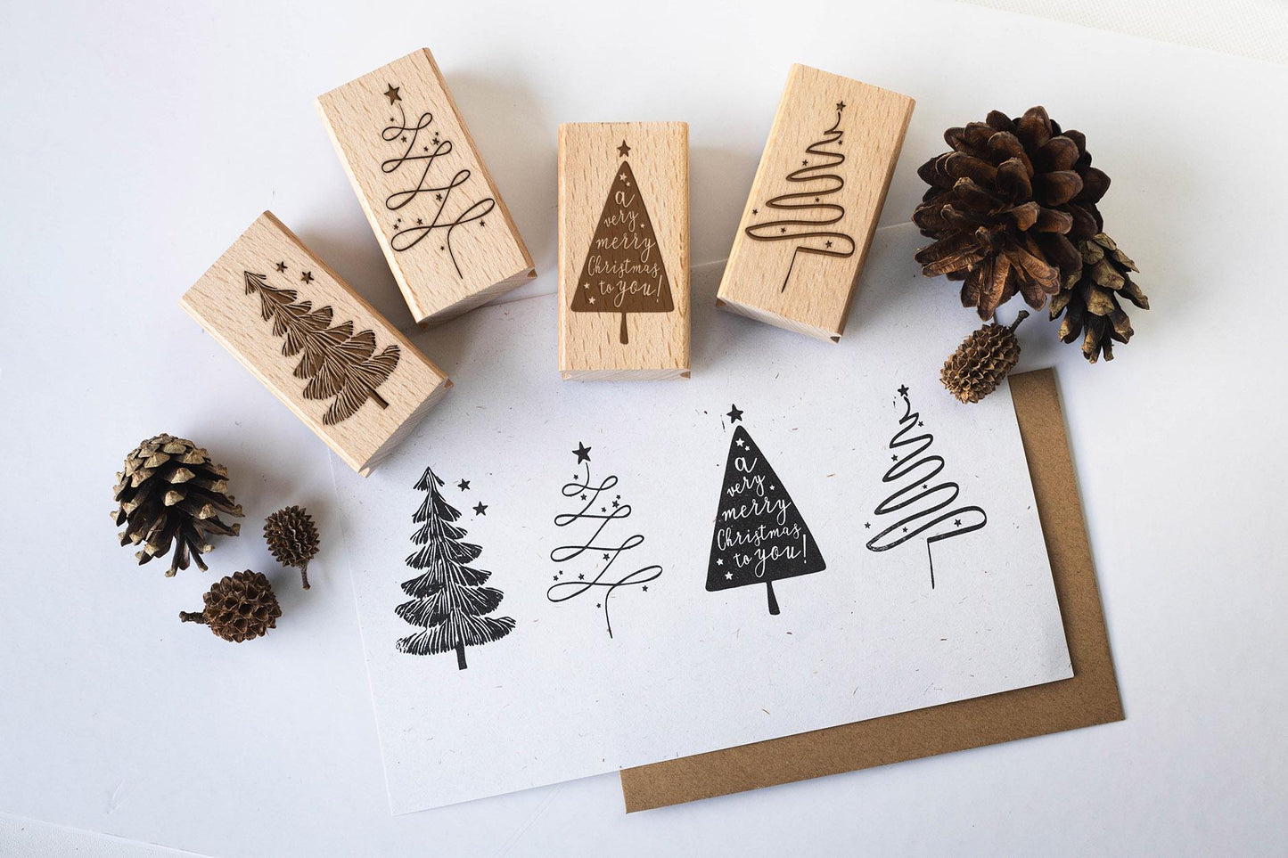 Stempel Große Bäume, Weihnachtsbaum Stempel, Stempel Weihnachten, Weihnachtsmotiv Stempel, Geschenkanhänger Stempel,Stempel Tannenbaum HS011