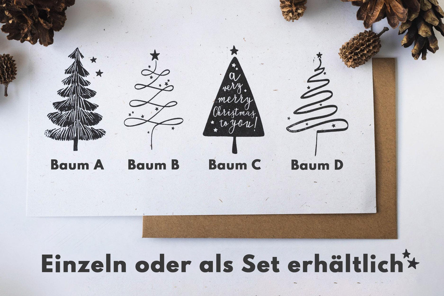 Stempel Große Bäume, Weihnachtsbaum Stempel, Stempel Weihnachten, Weihnachtsmotiv Stempel, Geschenkanhänger Stempel,Stempel Tannenbaum HS011