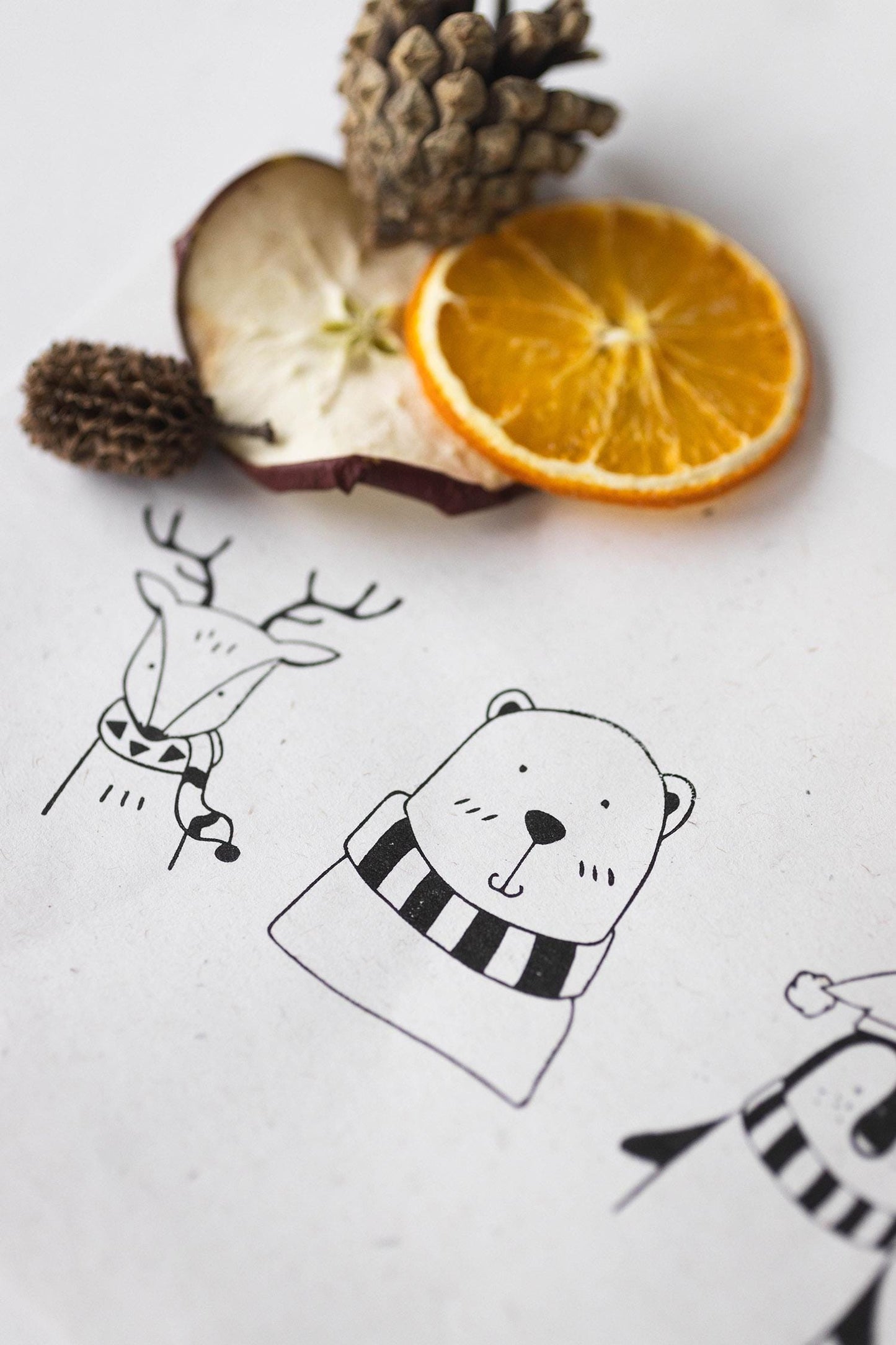 Stempel Winterfreunde A, Stempel Tiere Winter, Stempel Weihnachten Tiere, Stempel Tiere süß, Stempel Kinder, Stempel Pinguin Bär Reh HS015