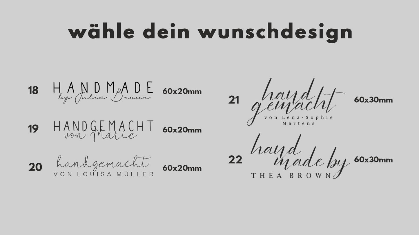 Stempel Handmade by personalisierbar, Made with love Stempel, Handmadestempel für Selbstgemachtes, Mit Liebe selbstgemacht Stempel HS009