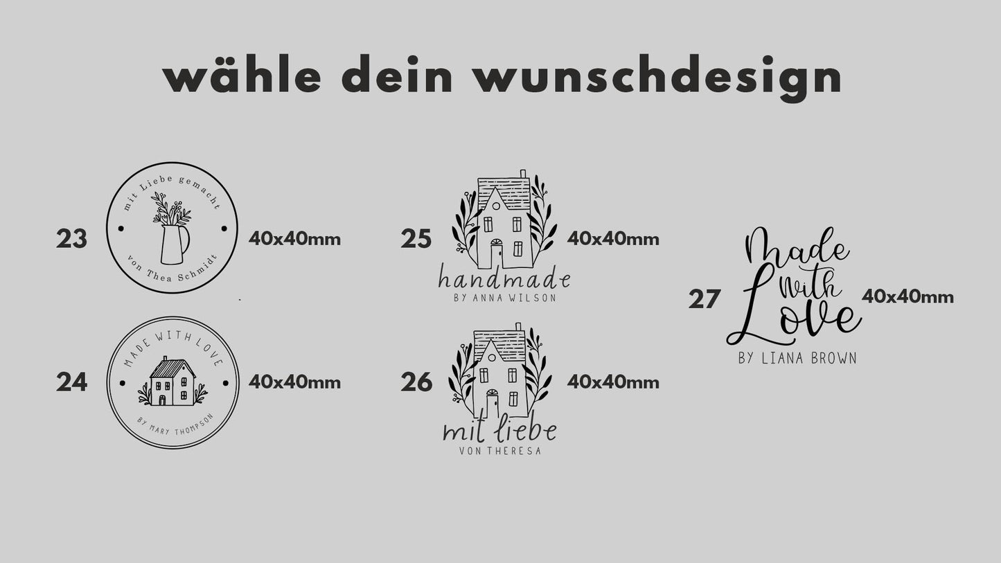 Stempel Handmade by personalisierbar, Made with love Stempel, Handmadestempel für Selbstgemachtes, Mit Liebe selbstgemacht Stempel HS008