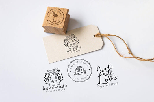 Stempel Handmade by personalisierbar, Made with love Stempel, Handmadestempel für Selbstgemachtes, Mit Liebe selbstgemacht Stempel HS008