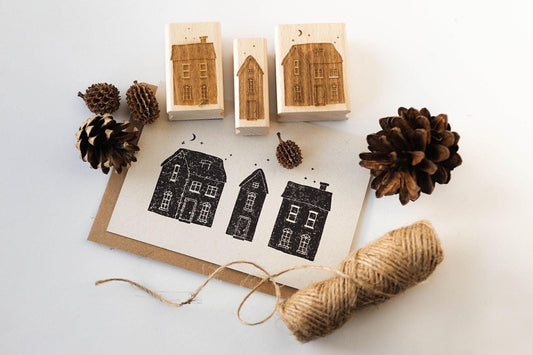 Stempel Häuser Weihnachten, Stempel Haus Weihnachten, Stempel Winter Häuschen, Stempel Weihnachten, Stempel Winter, Geschenkanhänger HS013