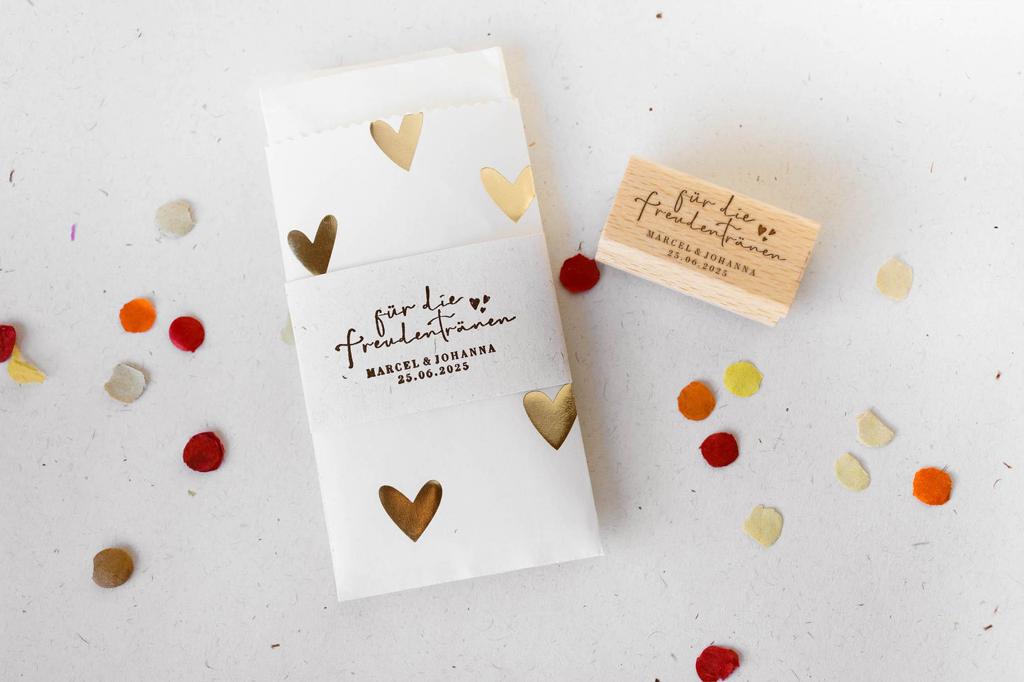 Für die Freudentränen Stempel personalisierbar Taschentücher Hochzeit Hochzeitsstempel Happy Tears Kirche Hochzeit Stempel HS034
