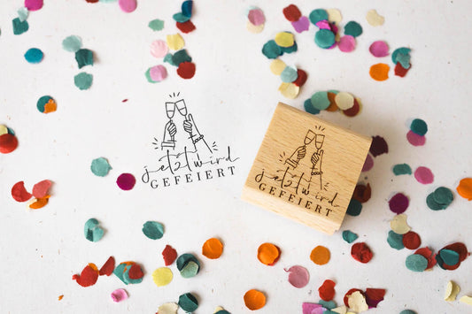 Stempel Hochzeit Silvester Jetzt wird gefeiert, Party Stempel, Hochzeit Stempel, Feier Stempel, Sektgläser Stempel, Stempel Einladung HS032