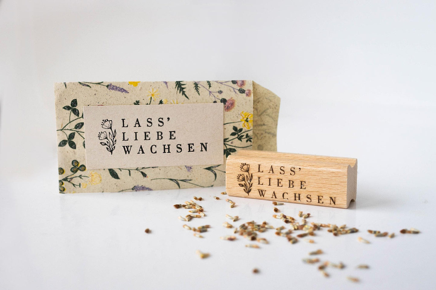 Lass Liebe wachsen Stempel, Hochzeit Stempel, Giveaway Hochzeit, Gastgeschenk, Samentüten Stempel, Hochzeit Deko Tischdeko HS040