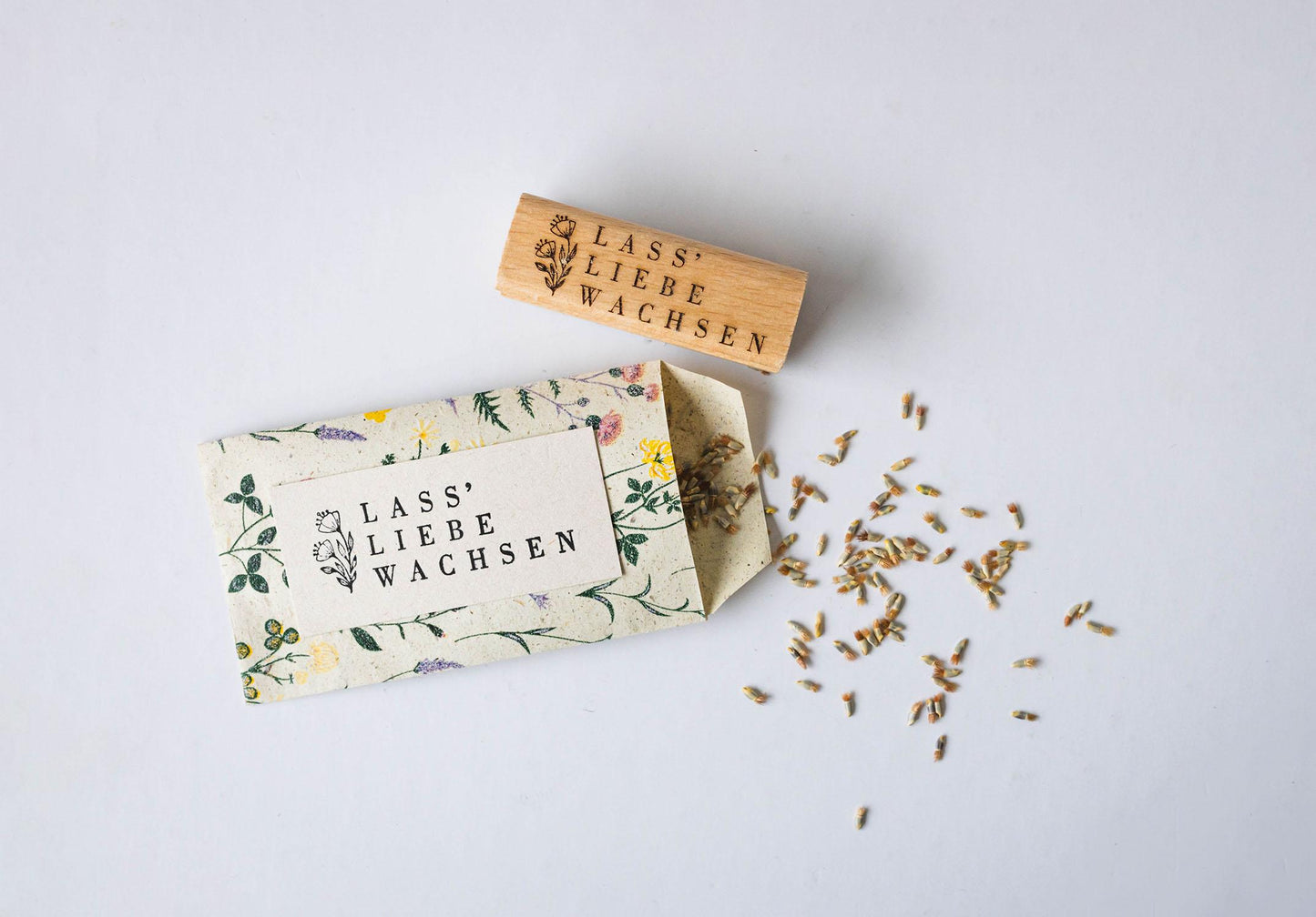 Lass Liebe wachsen Stempel, Hochzeit Stempel, Giveaway Hochzeit, Gastgeschenk, Samentüten Stempel, Hochzeit Deko Tischdeko HS040