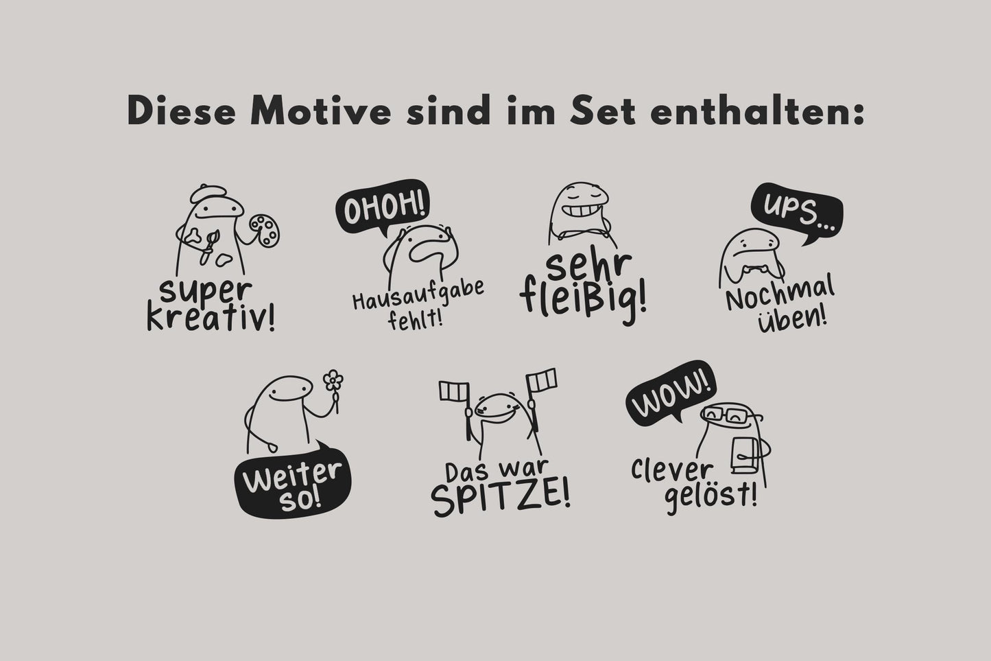Lehrerstempel Set A, Motivationsstempel, Schule Stempel Set, Belohnungsstempel, Grundschule Stempel, Gut gemacht Bewertung Note HS024