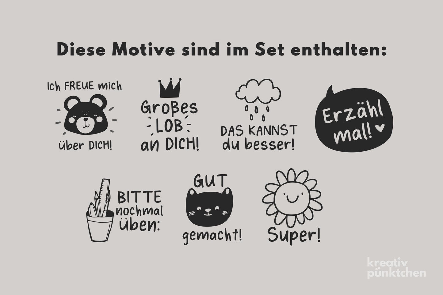 Lehrerstempel Set B, Motivationsstempel, Schule Stempel, Belohnungsstempel, Grundschule Stempel, Gut gemacht Stempel Bewertung Note HS025