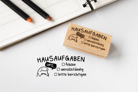 Lehrerstempel D Holz, Hausaufgaben vergessen Stempel, Stempel Hausaufgabenheft, Grundschule Stempel, Grundschullehrer Stempel HS028
