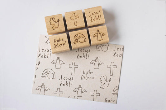 Stempelset 6er Ostern C Jesus lebt, christlich, Auferstehung, Ostern Stempel, Frühling Stempel, Frühjahr, Naturmotive Stempel HS072