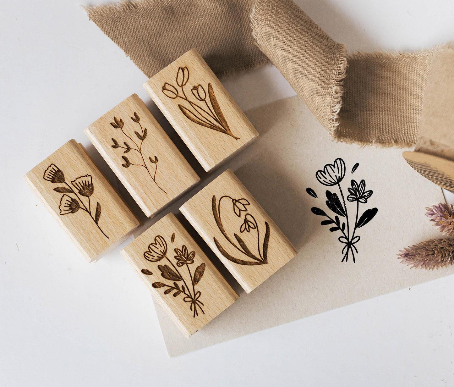 Stempelset Blumen 1 Zweige, Motivstempel, Stempel Frühling, Natur, Stempel Kränze Scrapbooking Stempel, Bullet Journal Stempel HS089