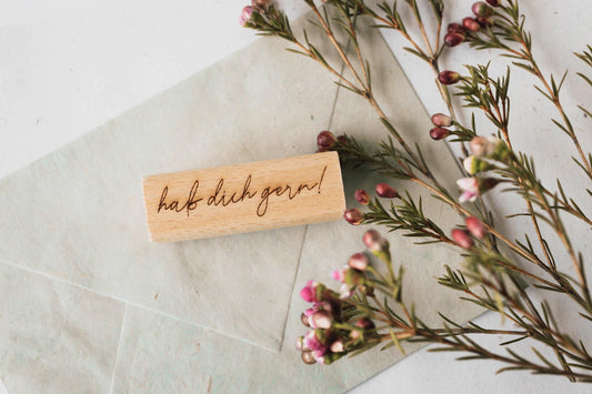 Hab dich gern Stempel, Hab dich lieb Stempel, Liebe Grüße, Karte Stempel, Grußkarte, Geschenk Stempel, Botschaft Stempel, HS077