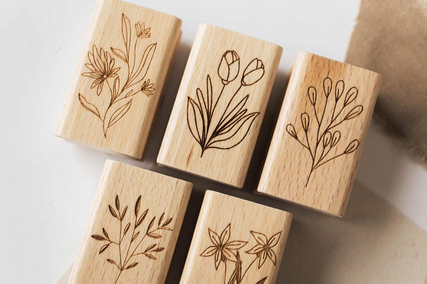 Stempelset Blumen 3 Zweige, Motivstempel, Stempel Frühling, Natur, Stempel Kränze Scrapbooking Stempel Bullet Tulpen Stempel Boho HS091