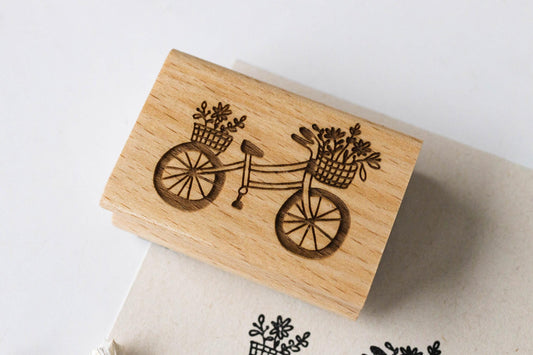 Fahrrad mit Blumen Stempel Frühling Ostern Natur Sommer Motivstempel Boho DIY Basteln Geschenk Karte Geschenkanhänger HS093