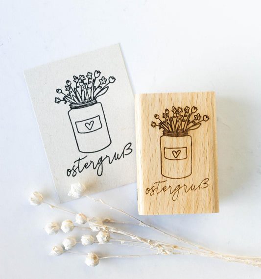 Stempel Ostergruß Blumenstrauß Vase, Ostermotiv, Motivstempel, Stempel Frühling, Natur, Stempel Ostern Geschenk Karte Stempel HS116