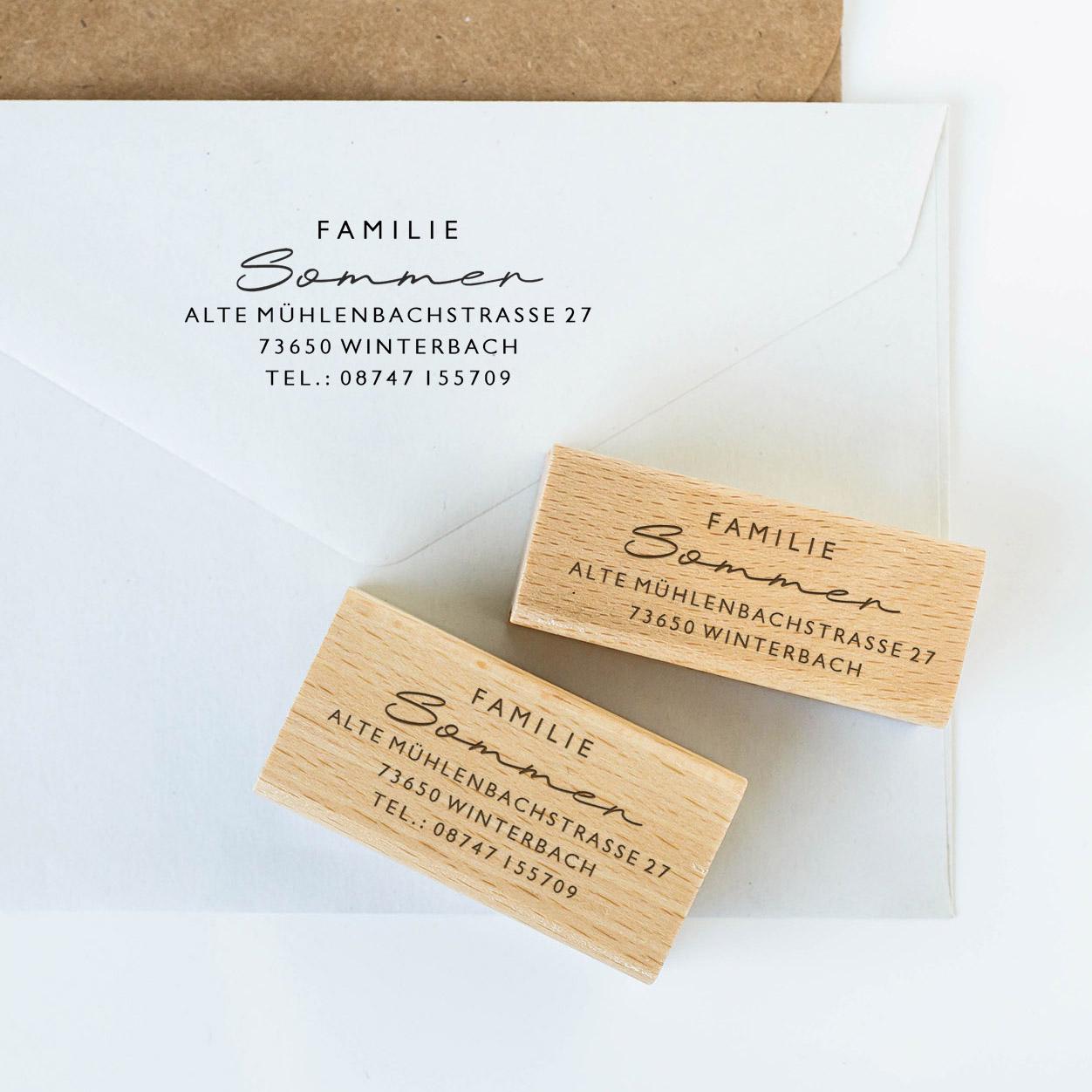 Adressstempel 10, Textstempel mit Adresse,  Stempel mit Namen und Adresse, personalisiert, Geschenk, Stempel Name, Namensstempel HS001