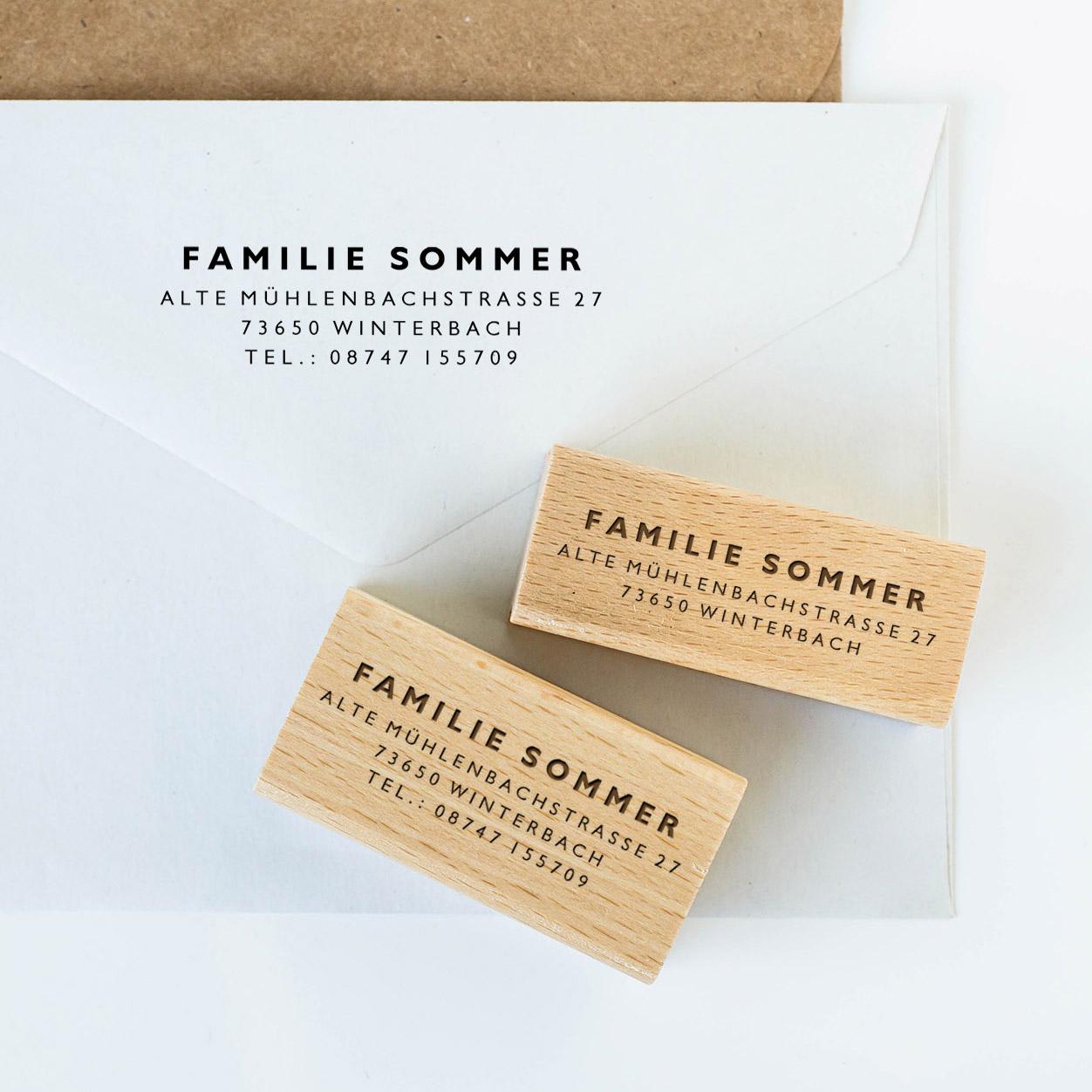 Adressstempel 2, Textstempel mit Adresse,  Stempel mit Namen und Adresse, personalisiert, Geschenk, Stempel Name, Namensstempel HS001