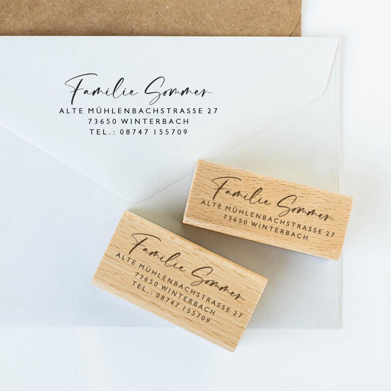 Adressstempel 1, Textstempel mit Adresse,  Stempel mit Namen und Adresse Familie, personalisiert, Geschenk, Stempel Name, Namensstempel HS001