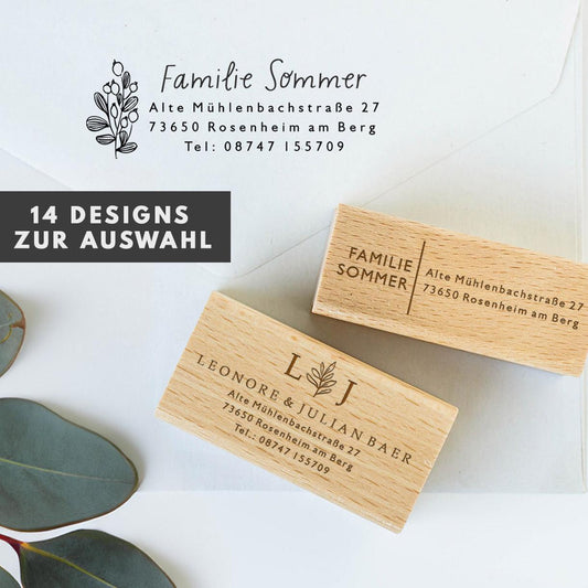 Adressstempel 15, Textstempel mit Adresse,  Stempel mit Namen und Adresse, personalisiert, Geschenk, Stempel Name Adresse, Namensstempel HS001