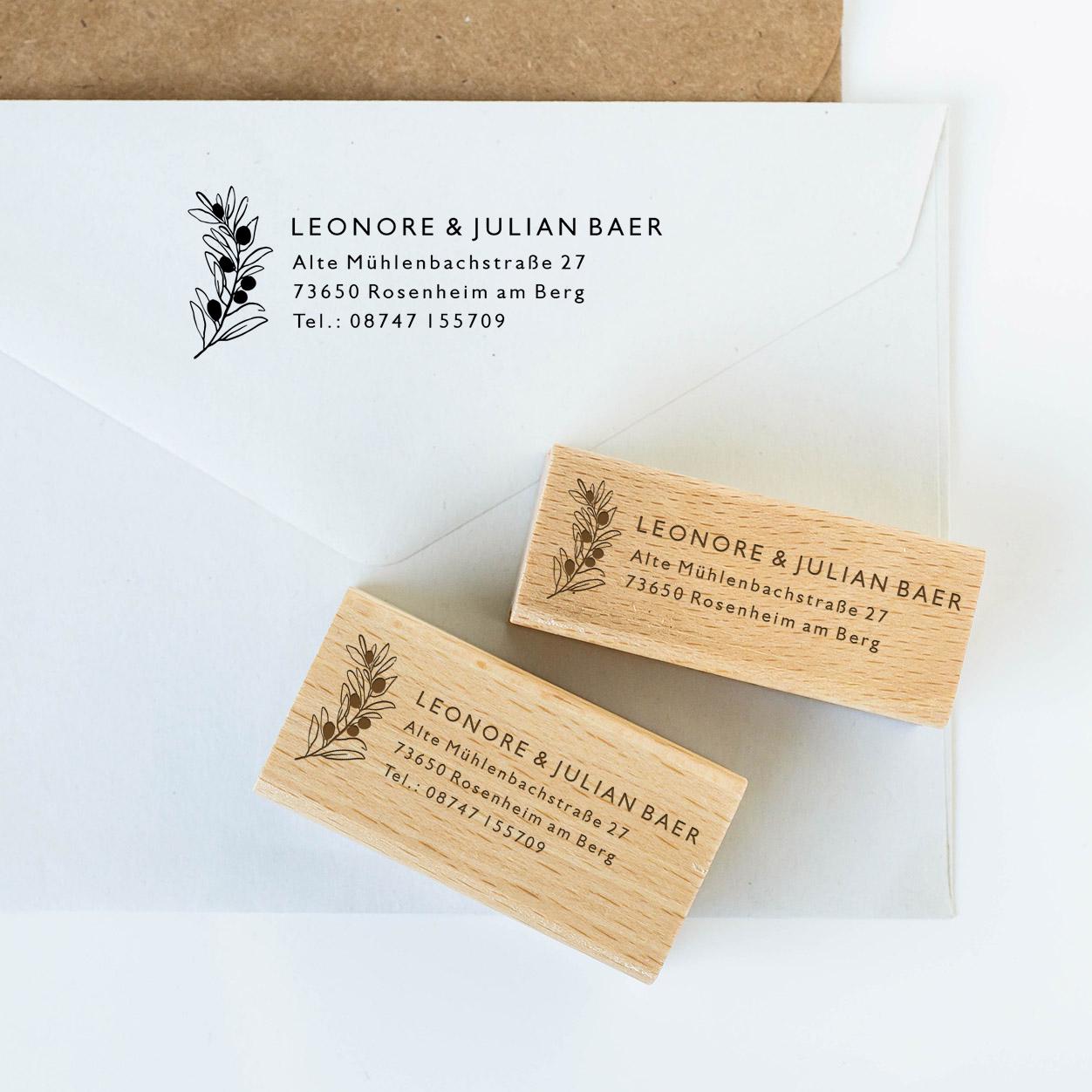 Adressstempel 13, Textstempel mit Adresse,  Stempel mit Namen und Adresse, personalisiert, Geschenk, Stempel Name, Namensstempel HS001