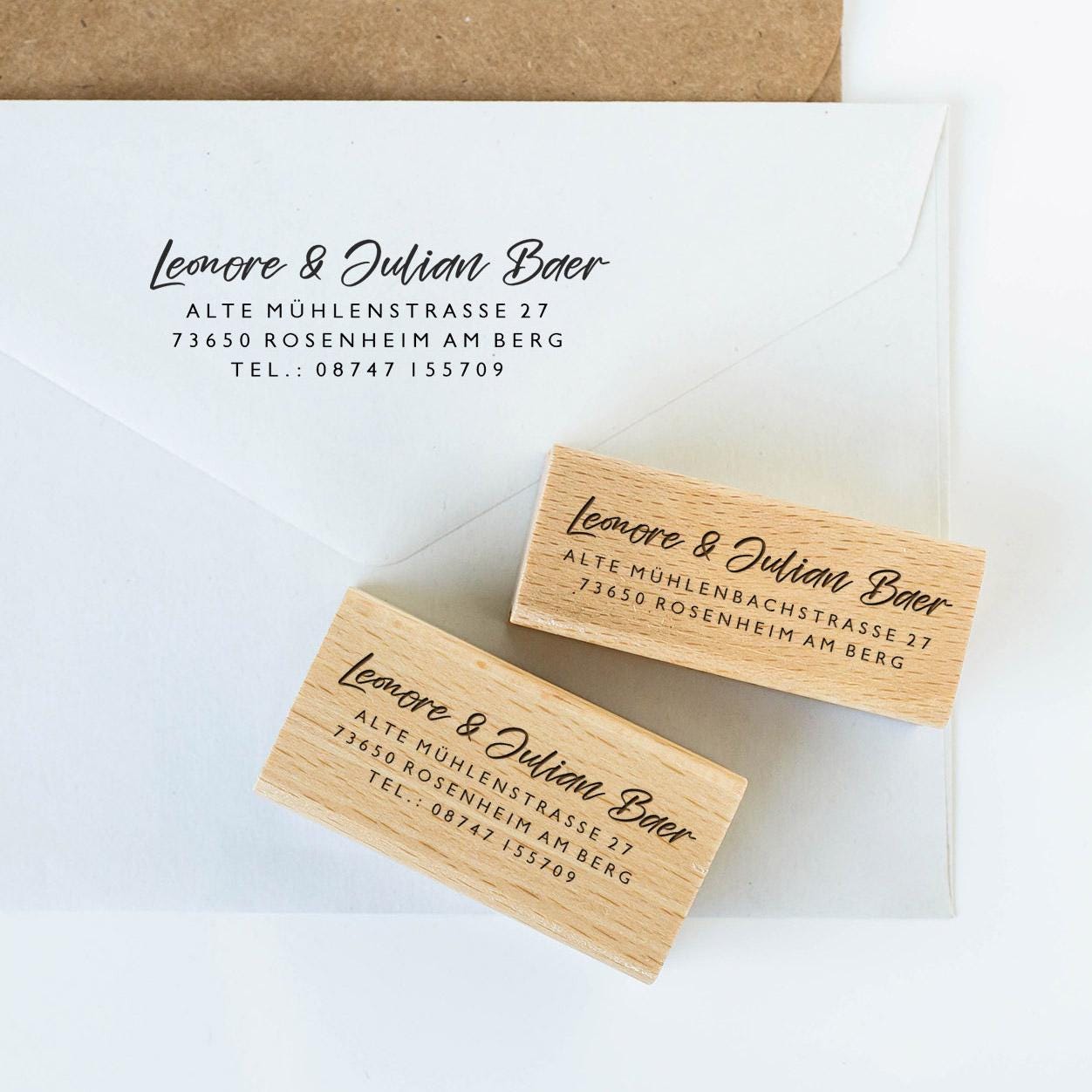 Adressstempel 3, Textstempel mit Adresse,  Stempel mit Namen und Adresse, personalisiert, Geschenk, Stempel Name, Namensstempel HS001