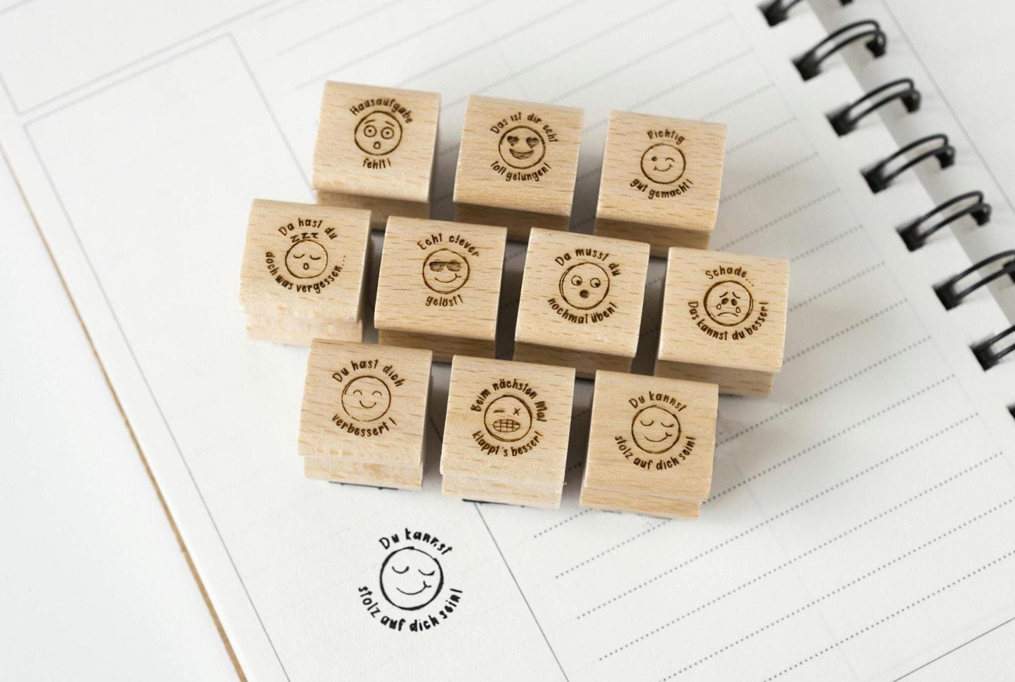 Lehrerstempel Mini Set, Motivationsstempel, Schule Stempel Set, Belohnungsstempel, Grundschule, Smiley, Gut gemacht, Bewertung, Note HS121
