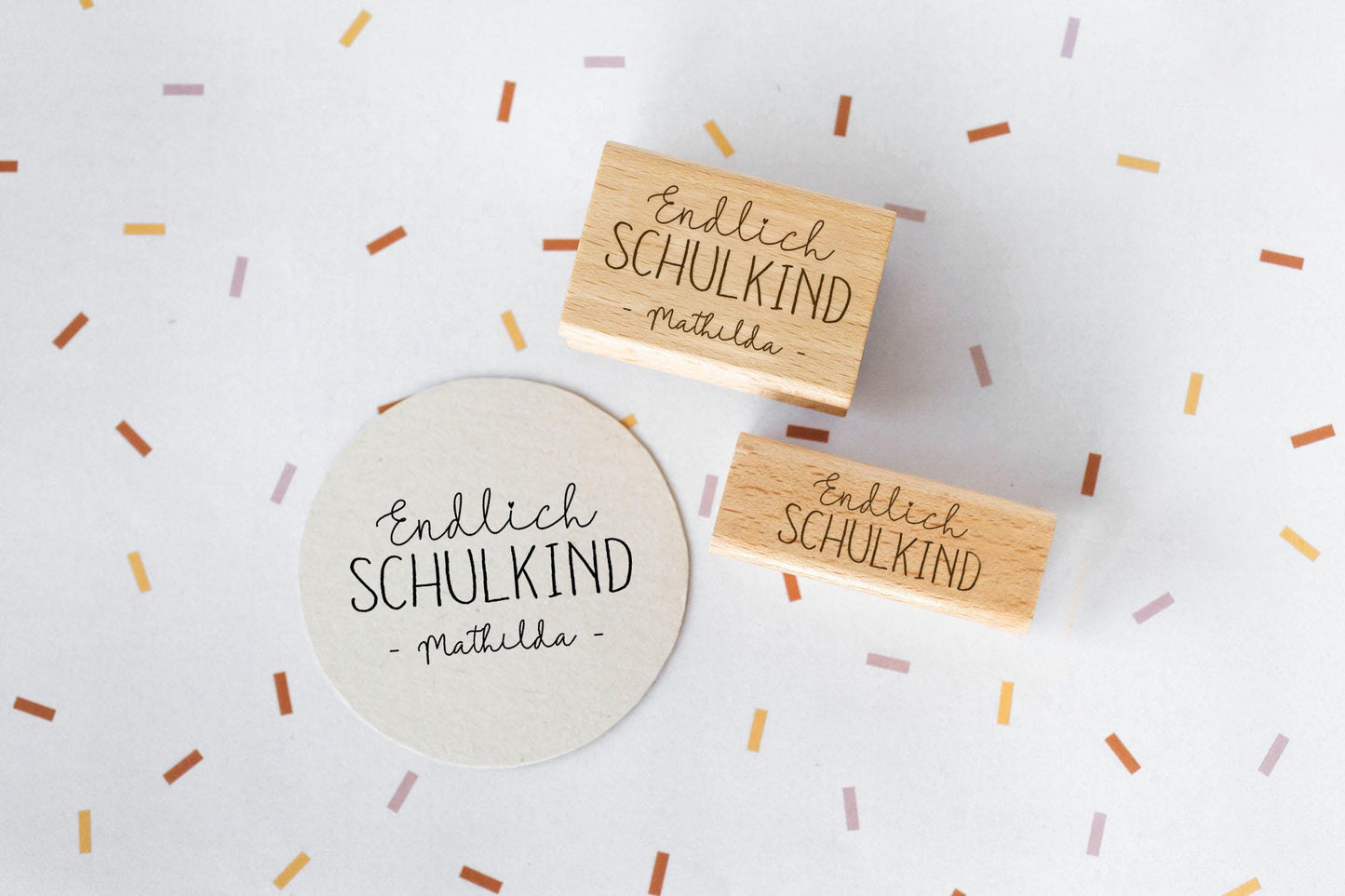 Endlich Schulkind Stempel Schulanfang Schultüte Kinder 1. Klasse Feier Stempel Kinder Kinderstempel personalisiert HS126