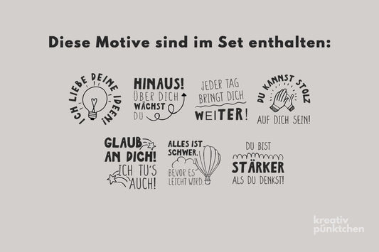 Lehrerstempel Growth Mindset Set A, Motivationsstempel, Schule, Belohnungsstempel, Grundschule , Gut gemacht Bewertung positiv Note HS123