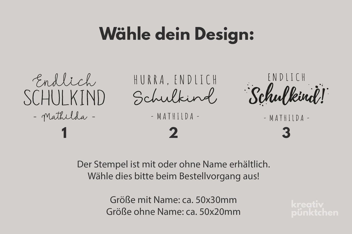 Endlich Schulkind Stempel Schulanfang Schultüte Kinder 1. Klasse Feier Stempel Kinder Kinderstempel personalisiert HS126