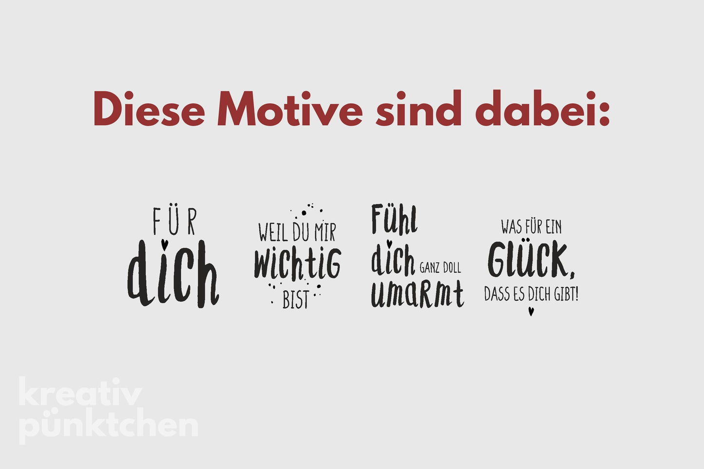 Geburtstags-Stempelset Holz 4 Motive – Für dich, Weil du mir wichtig bist, Umarmung, alles Liebe, Geschenk DIY Karten & Geschenkpapier HS128