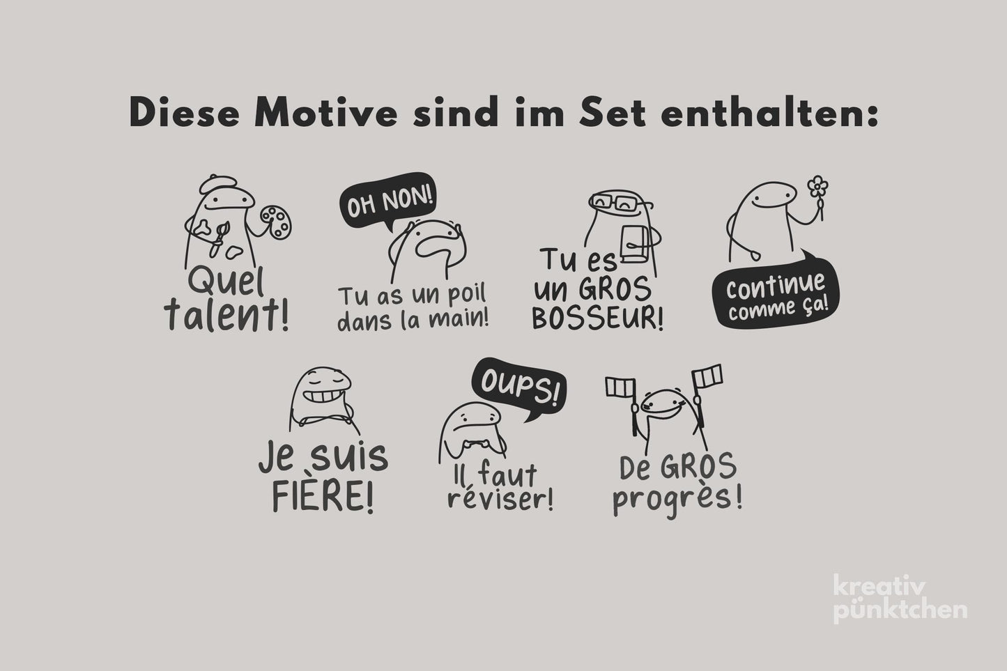 Lehrerstempel Set A französisch, Motivationsstempel, Schule Stempel Set, Belohnungsstempel, Grundschule Stempel, Gut gemacht Bewertung HS031