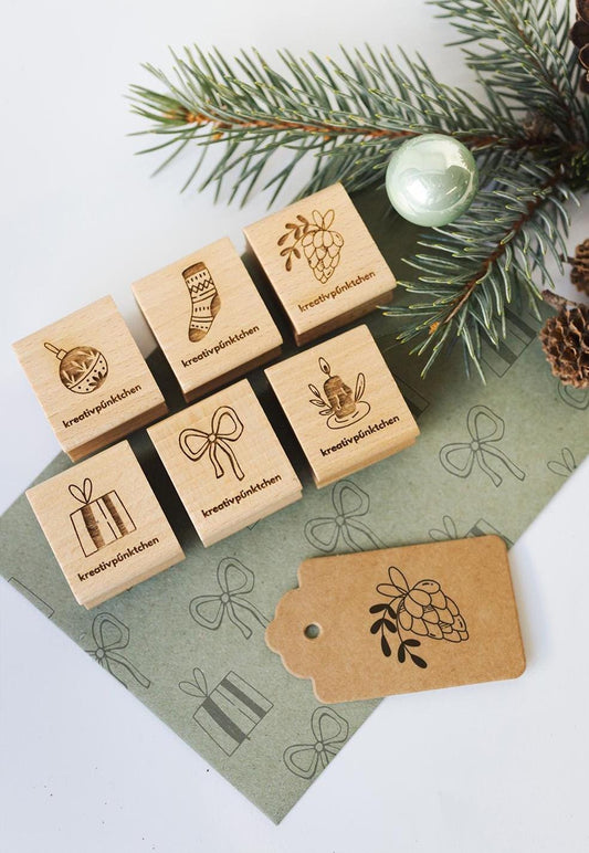 Stempelset "Weihnachtsabend" Winter Motivstempel Weihnachtsgeschenke Deko DIY Geschenkpapier   Weihnachten Karten basteln Scrapbooking HS135