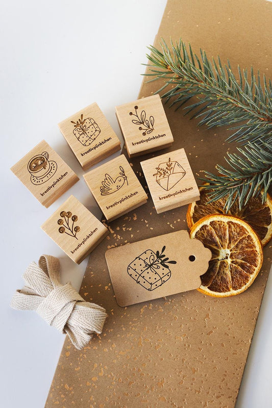 Stempelset "Weihnachtspost" Winter Motivstempel Weihnachtsgeschenke Deko DIY Geschenkpapier   Weihnachten Karten basteln Scrapbooking HS132