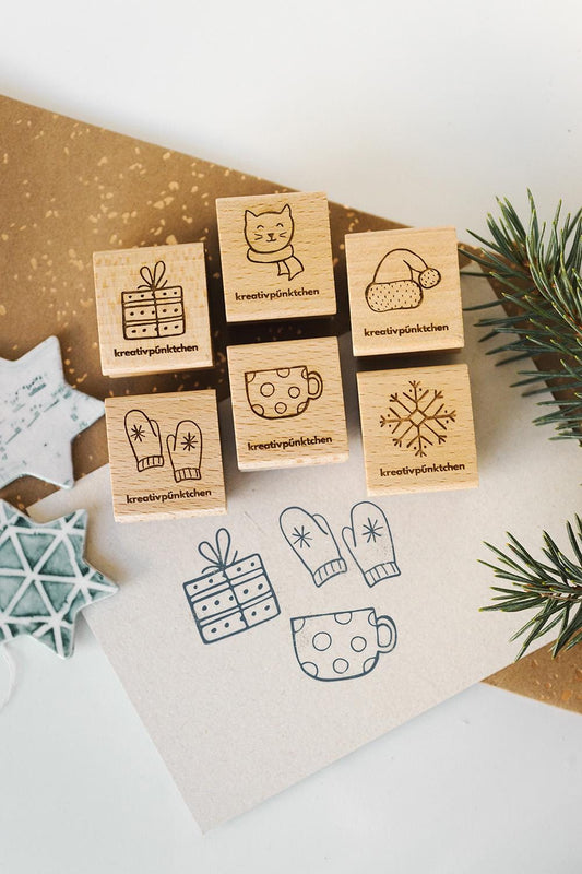 Stempelset "Schneegestöber" Winter Motivstempel Weihnachtsgeschenke Deko DIY Geschenkpapier   Weihnachten Karten basteln Scrapbooking HS133